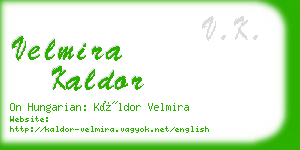 velmira kaldor business card